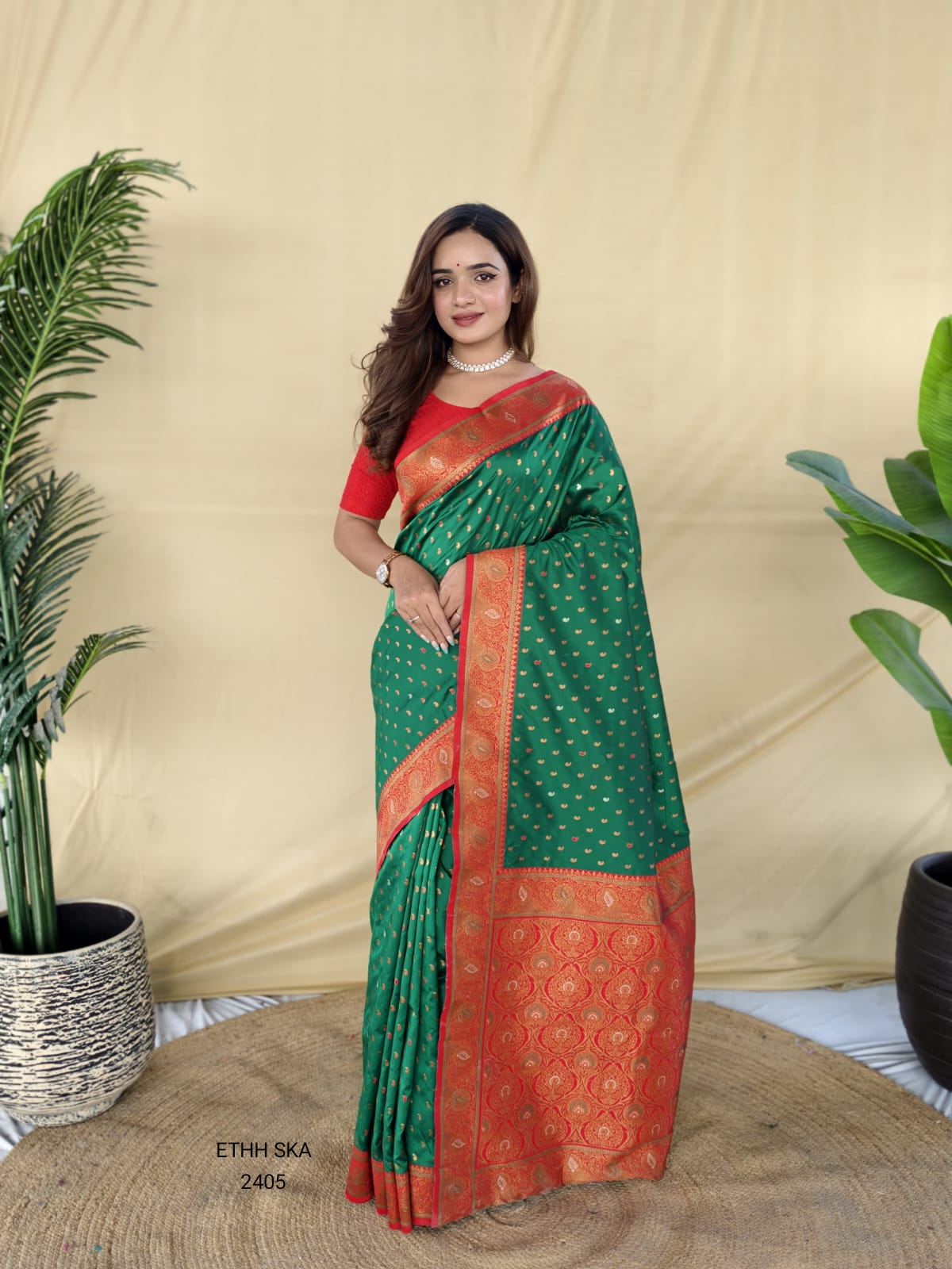 Traditional Banarasi Soft Silk Saree with Contrast Zari Weaving